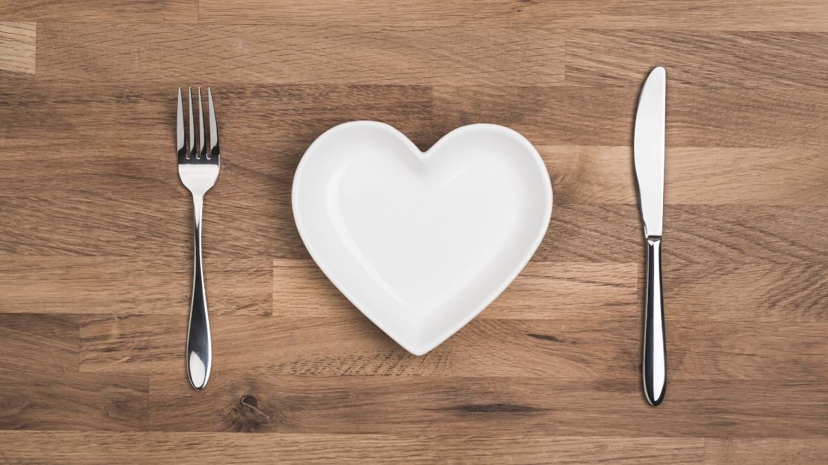 A photo of a heart-shaped plate