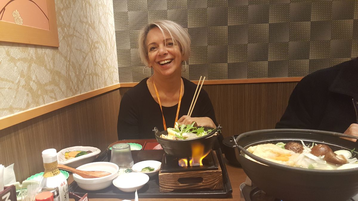 Dr. Rosie in Japan Eating Dinner